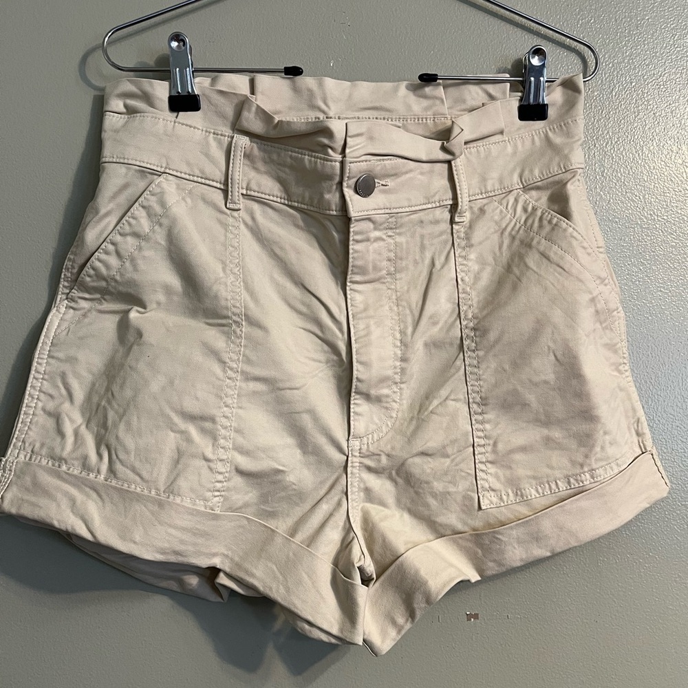 Abercrombie Fitch Womens Youth High Waist Paper Bag Style Cotton Shorts Size M